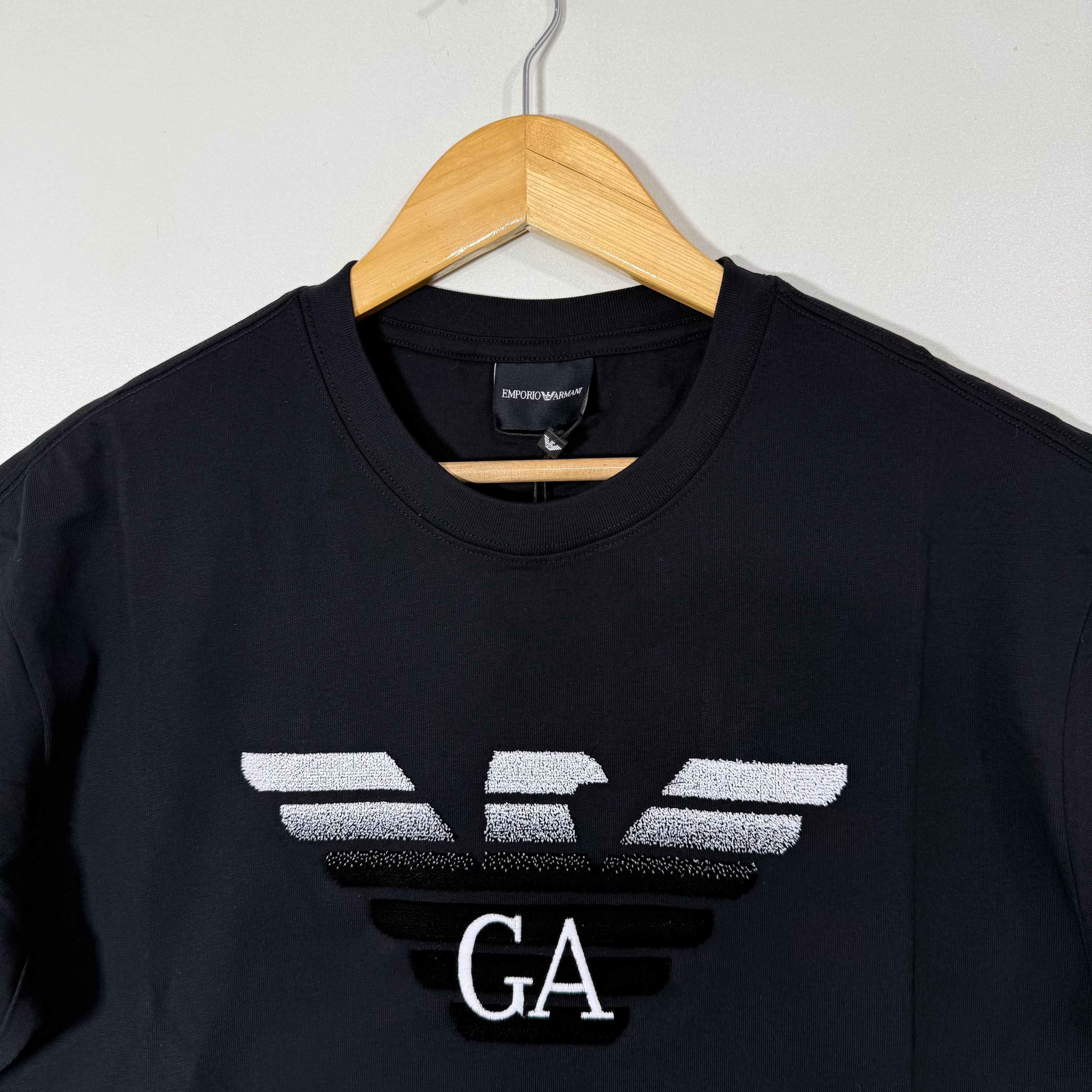 ARMANI OVERSIZED DROOPED SHOULDER COTTON TSHIRT BLACK COLOUR