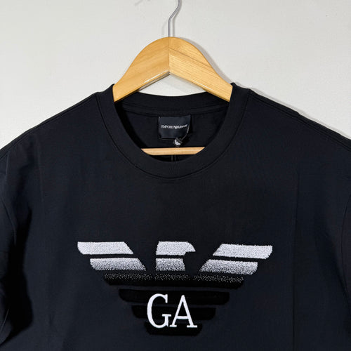 ARMANI OVERSIZED DROOPED SHOULDER COTTON TSHIRT BLACK COLOUR