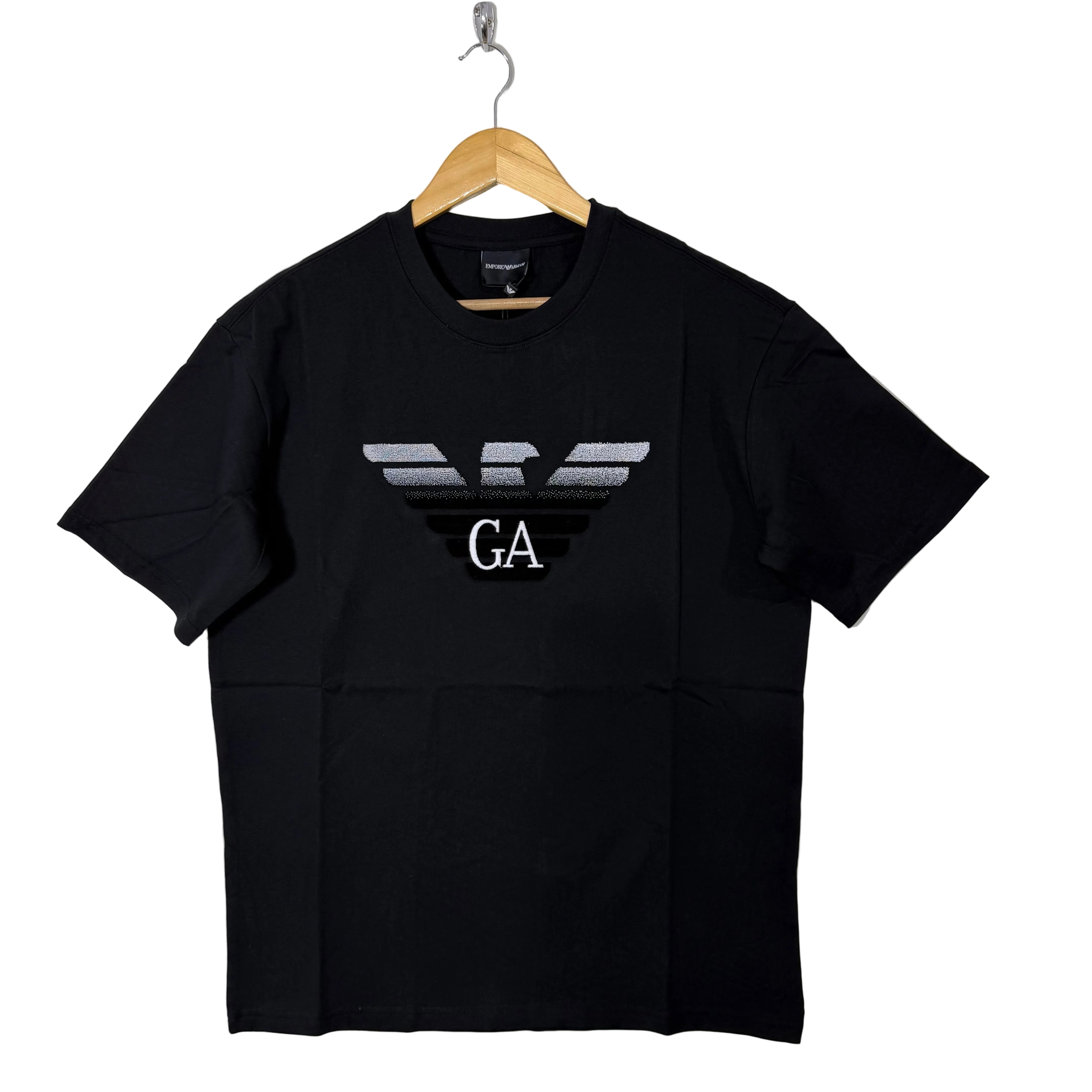 ARMANI OVERSIZED DROOPED SHOULDER COTTON TSHIRT BLACK COLOUR