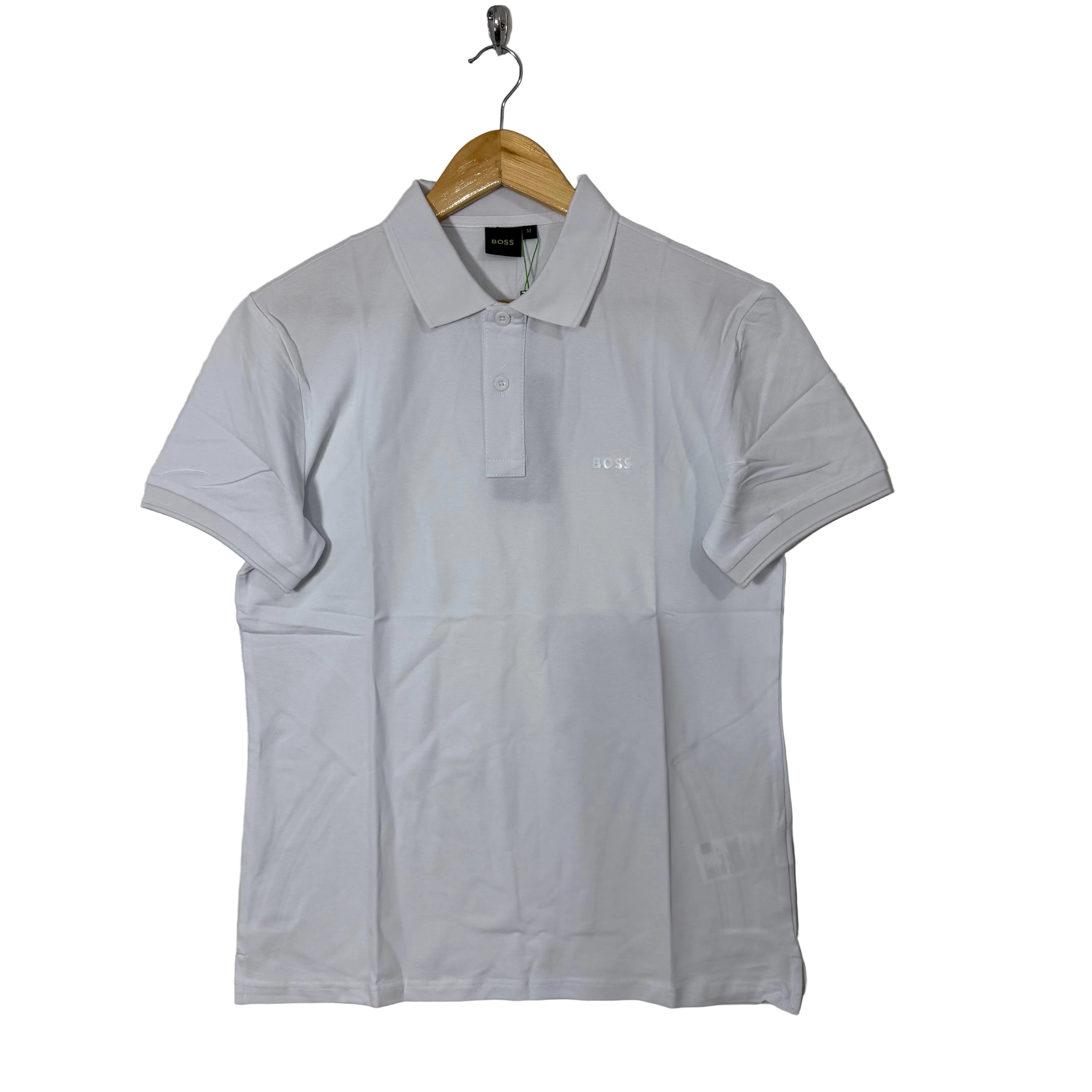 BOSS GREEN LOGO COTTON POLO TSHIRT WHITE COLOUR