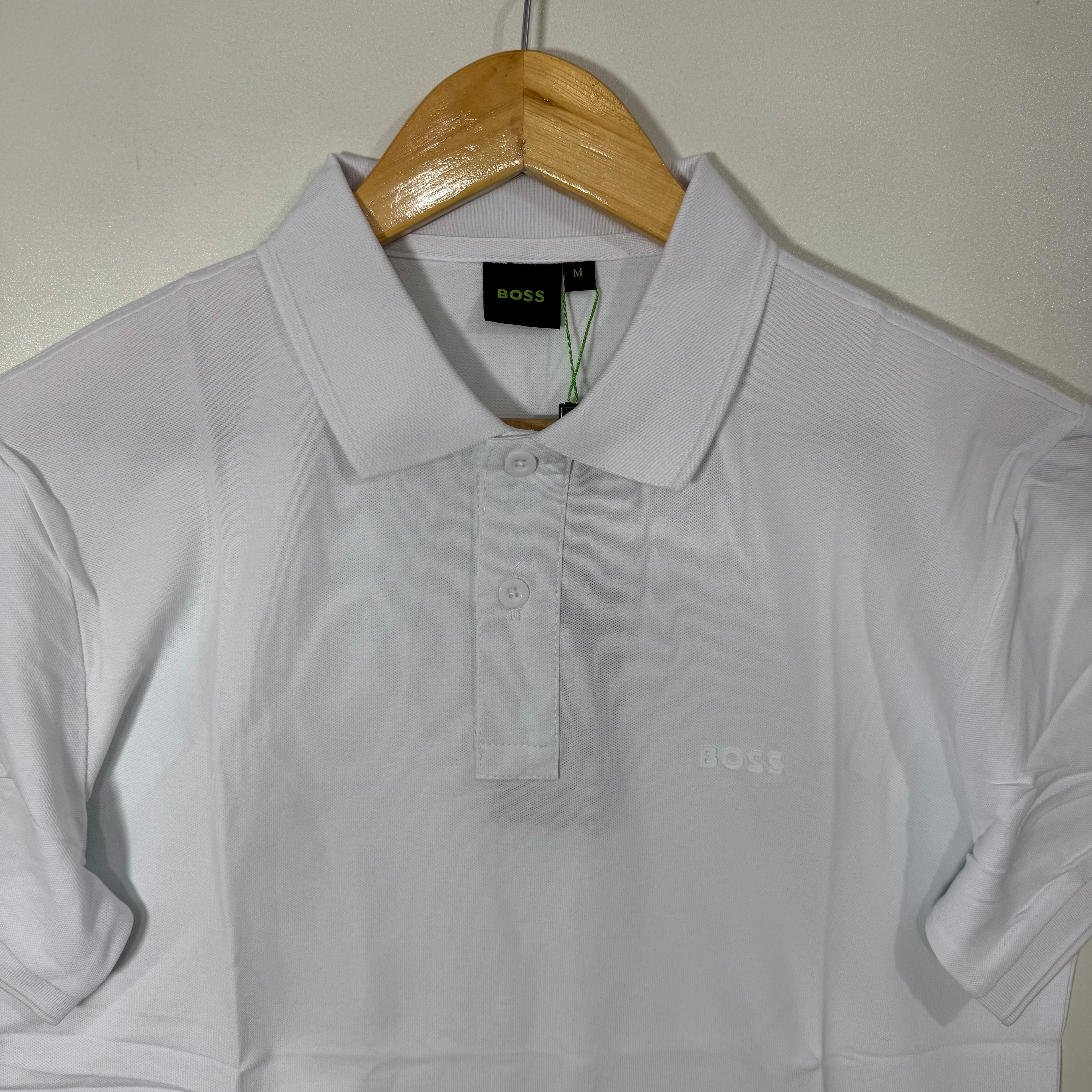 BOSS GREEN LOGO COTTON POLO TSHIRT WHITE COLOUR