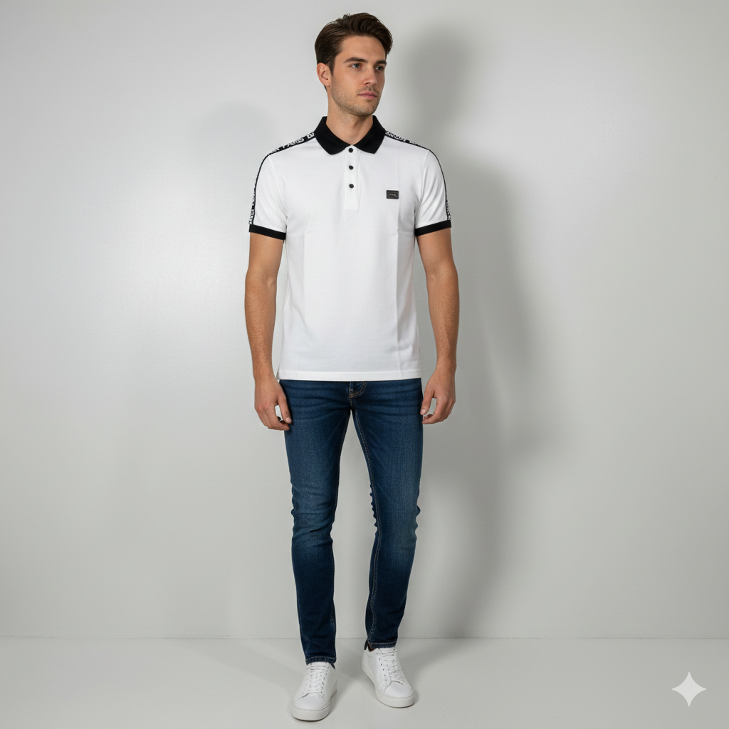 BALMAIN PARIS COTTON POLO TSHIRT BLACK